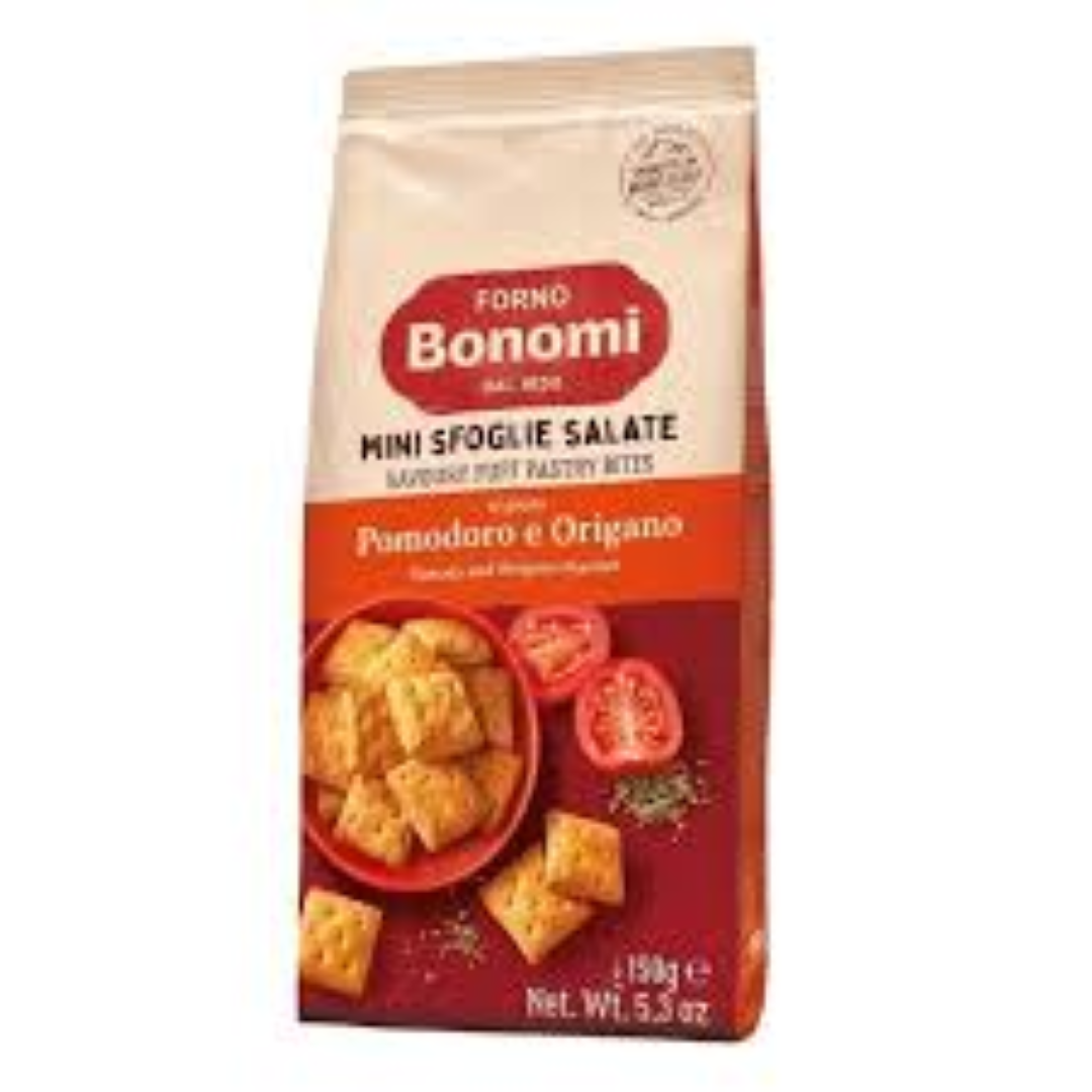 BONOMI PUFF PASTRY BITES TOM N OREGANO 150G